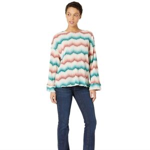 Show Me Your Mumu Knit Sweater Women S Multi Chevron‎ Boho Zig Zag Long Sleeve